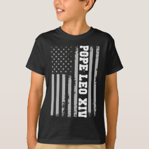 Pope Leo Xiv 14th First American Pope Usa Flag Vin T-Shirt
