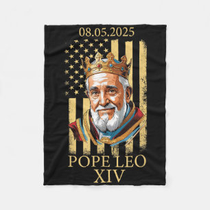 Pope Leo Xiv, American Flag 2025 Vatican Leo Xiv E Fleece Blanket