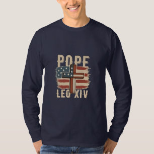 Pope Leo XIV Christian Church Da Pope USA Flag T-Shirt