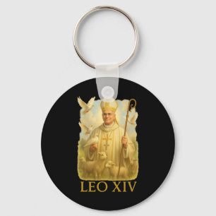 Pope Leo Xiv Doves - Christian Catholic Faith Insp Keychain