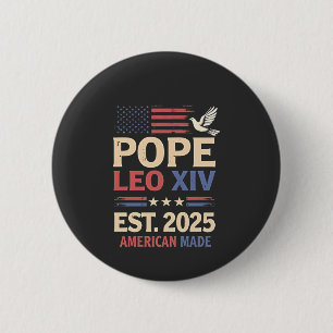 Pope Leo XIV est. 2025 4th of July USA Flag 2 Inch Round Button