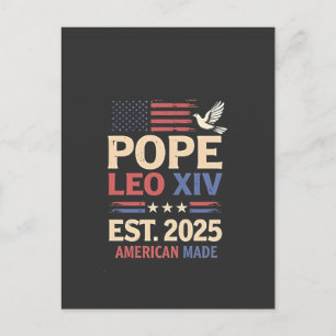Pope Leo XIV est. 2025 4th of July USA Flag Holiday Postcard