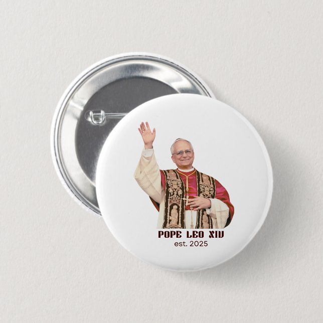 Pope Leo XIV Est 2025 Commemorative 2 Inch Round Button (Front & Back)