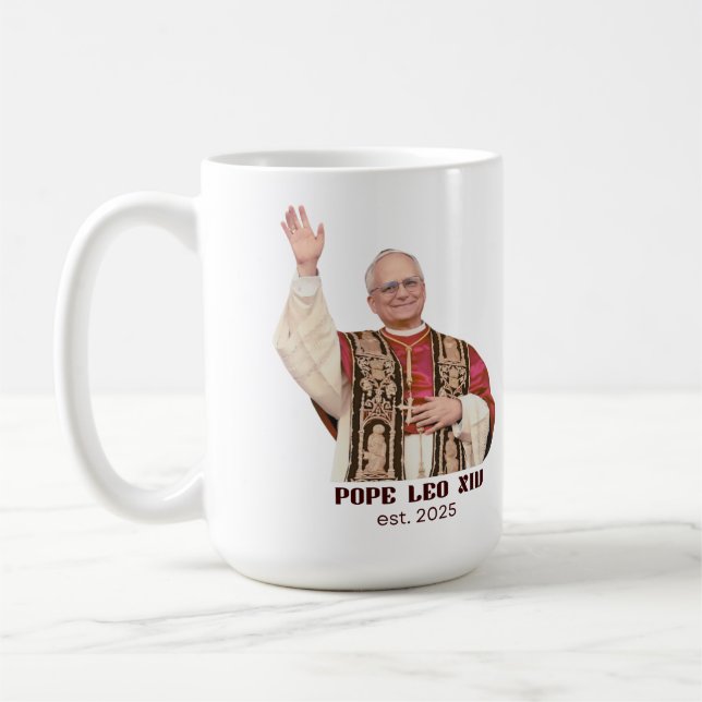Pope Leo XIV Est 2025 Commemorative Coffee Mug (Left)