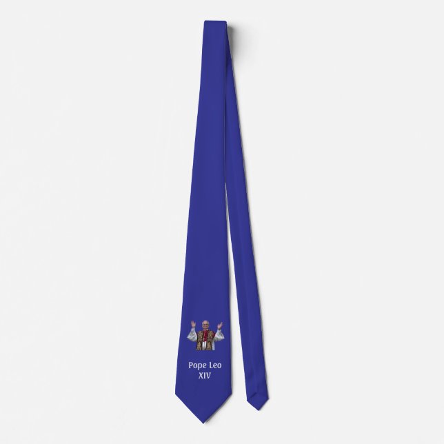 Pope Leo XIV Necktie Tie Blue/White Catholic Man   (Front)