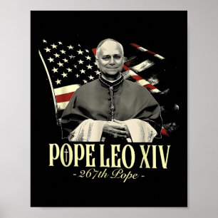 Pope Leo Xiv Patriotic Usa Catholic Christian  Poster