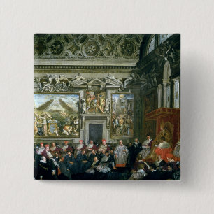 Pope Paul V with an Audience, 1620 2 Inch Square Button