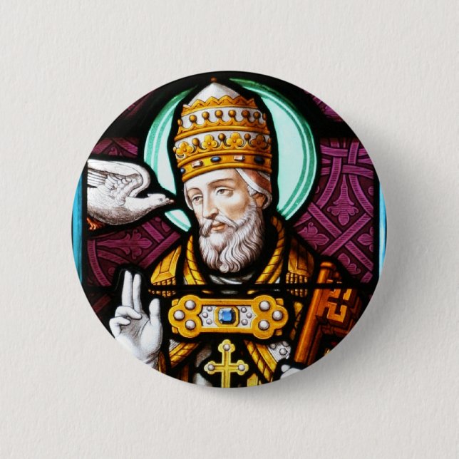 Pope Saint Gregory the Great - Stained Glass 2 Inch Round Button (Front)