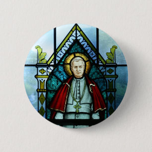 Pope Saint Pius X Stained Glass Art 2 Inch Round Button