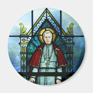 Pope Saint Pius X Stained Glass Art Magnet