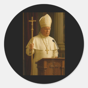 Pope Trump Funny President Trump Declares Himself Classic Round Sticker