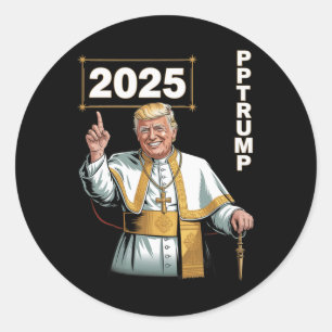 Pope Trump Funny Trump Vatican Christian Retro Chu Classic Round Sticker