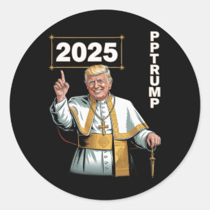 Pope Trump Funny Trump Vatican Christian Retro Chu Classic Round Sticker