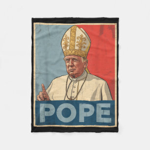 Pope Trump Funny Trump Vatican Christian Retro Chu Fleece Blanket