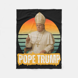 Pope Trump Funny Trump Vatican Christian Retro Chu Fleece Blanket