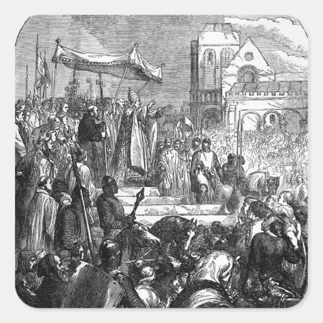 Pope Urban II  Preaching the First Crusade Square Sticker (Front)