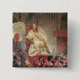 Pope VIII  in St. Peter's on the Sedia Gestatoria 2 Inch Square Button