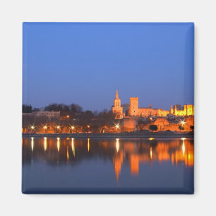 Pope's Palace in Avignon and the Rhone river at Magnet