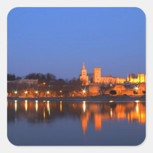 Pope's Palace in Avignon and the Rhone river at Square Sticker