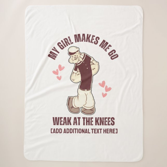 POPEYE Weak At The Knees Fun Valentines Day  Sherpa Blanket (Front)