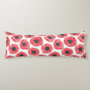 Popies watercolor body pillow