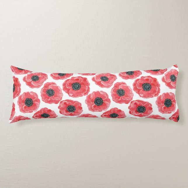 Popies watercolor body pillow (Front)