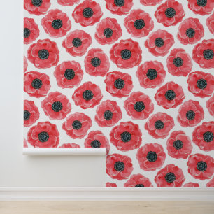 Popies watercolor tie wallpaper