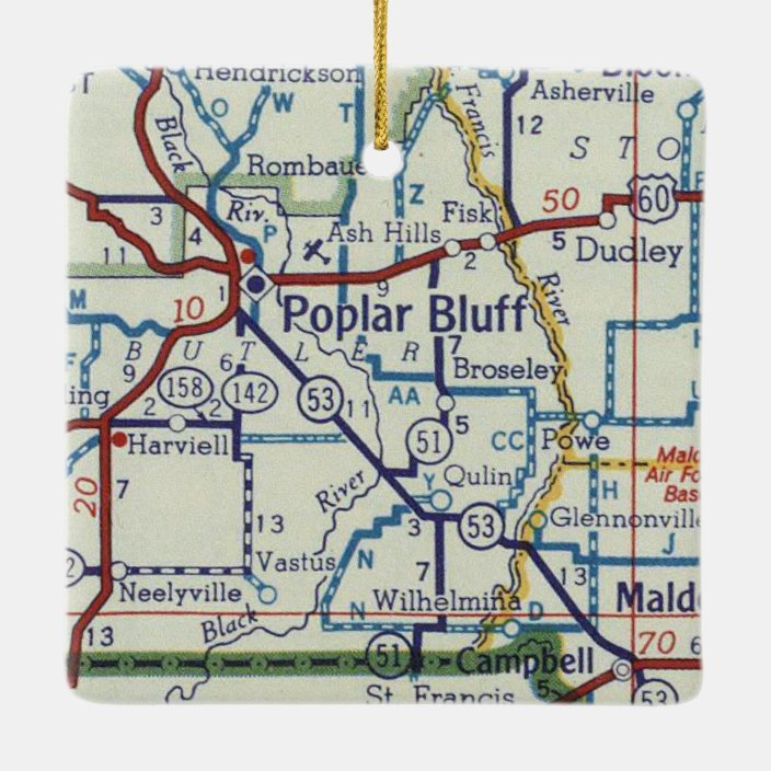 Poplar Bluff MO Vintage Map Ceramic Ornament Zazzle.ca