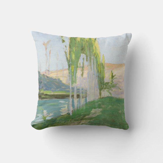 Poplars Growing near a Watercourse Throw Pillow (Front)