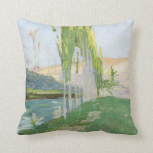 Poplars Growing near a Watercourse Throw Pillow