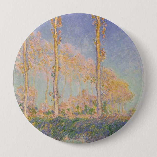 Poplars, impressionist landscape, Claude Monet 4 Inch Round Button (Front)
