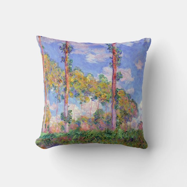 Poplars in the Sun, Monet Throw Pillow (Front)