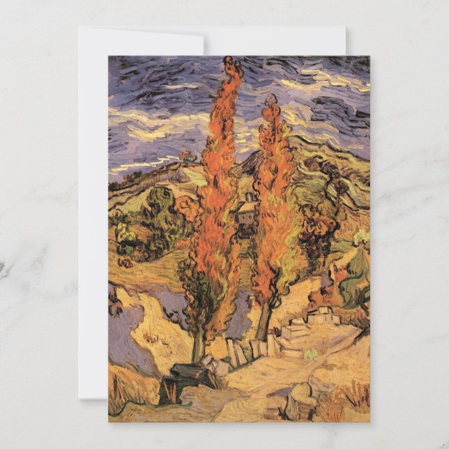 Poplars on Road Through Hills by Vincent van Gogh Invitation (Front)