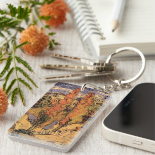 Poplars on Road Through Hills by Vincent van Gogh Keychain