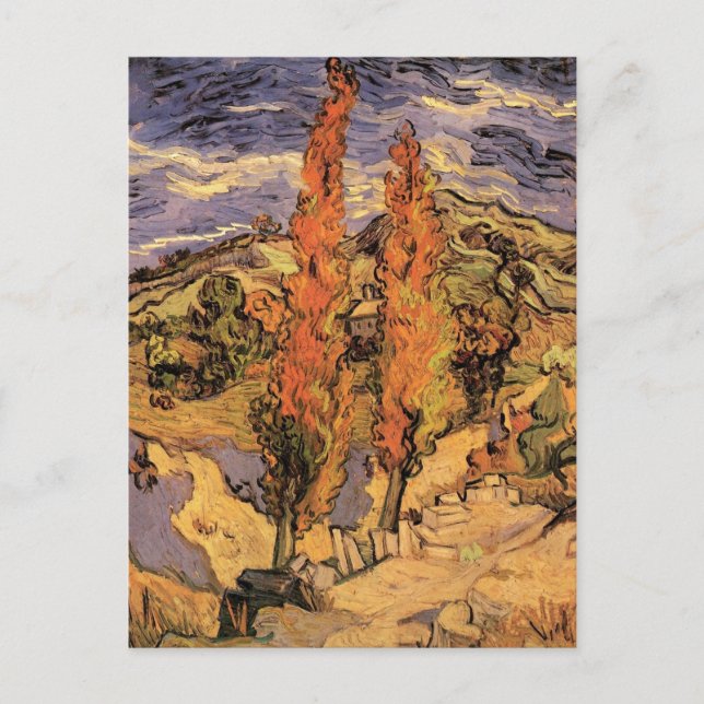 Poplars on Road Through Hills by Vincent van Gogh Postcard (Front)