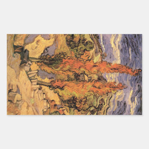 Poplars on Road Through Hills by Vincent van Gogh Sticker