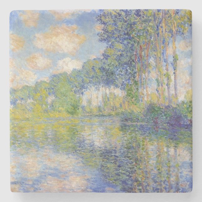 Poplars on the River Epte (by Claude Monet) Stone Coaster (Front)