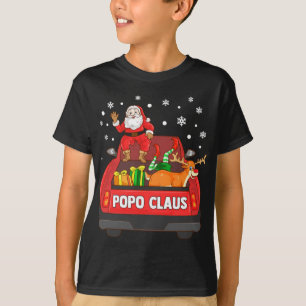 Popo Claus Red Truck Santa Reindeer Elf Christmas T-Shirt