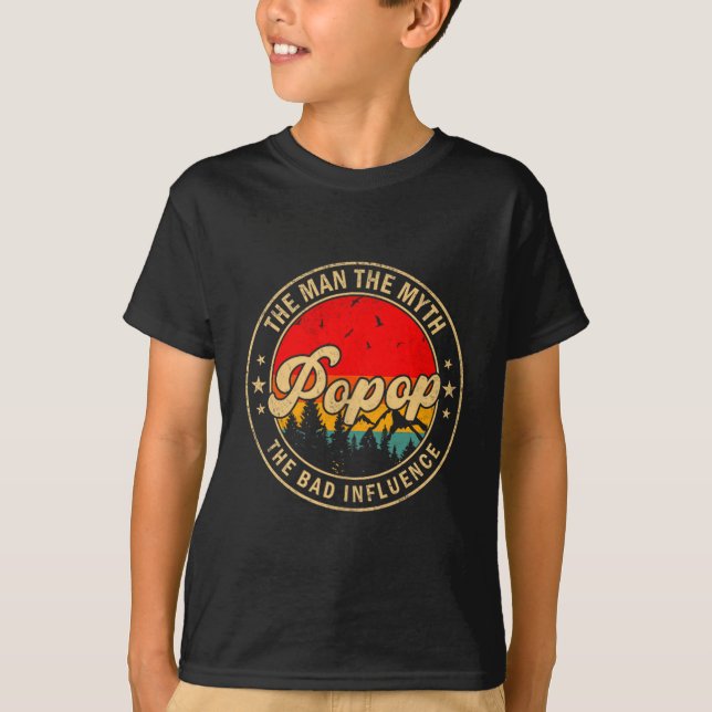 Popop Man Myth Bad Influence Artwork T-Shirt (Front)