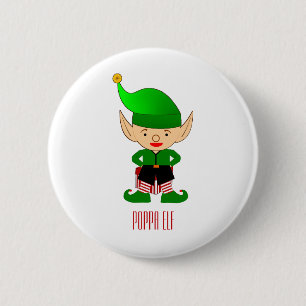 Poppa Elf Christmas Holiday Button Pin