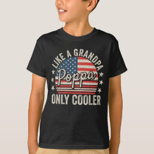 Poppa Like a Grandpa Only Cooler USA Flag Boy T-Shirt