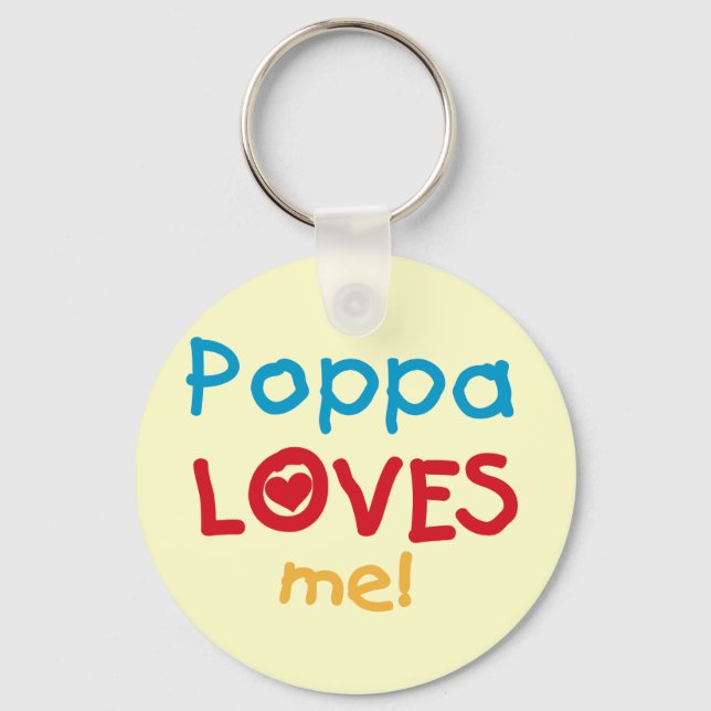 Poppa Loves Me T-shirts and Gifts Keychain (Front)