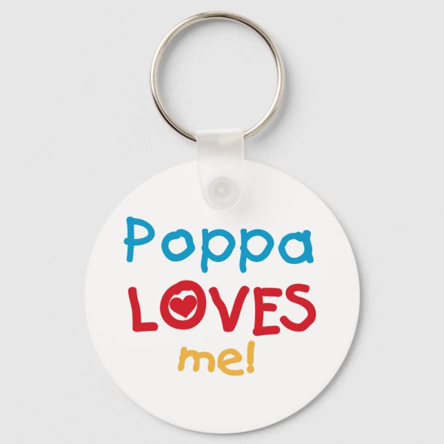 Poppa Loves Me T-shirts and Gifts Keychain (Front)