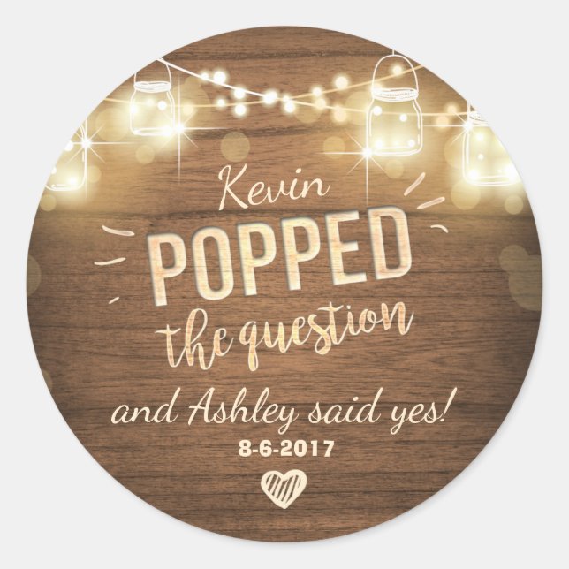 Popped the Question Engagement favour tag Sticker (Front)