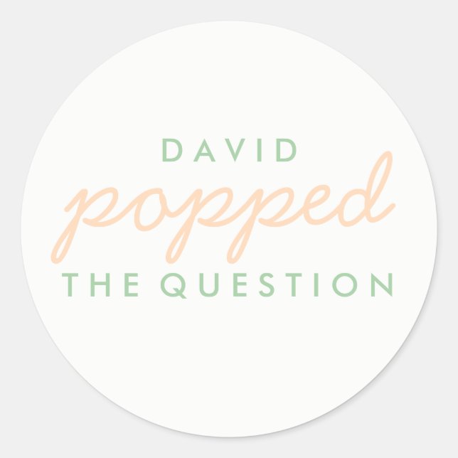 Popped the Question Popcorn Welcome Bag Sticker (Front)