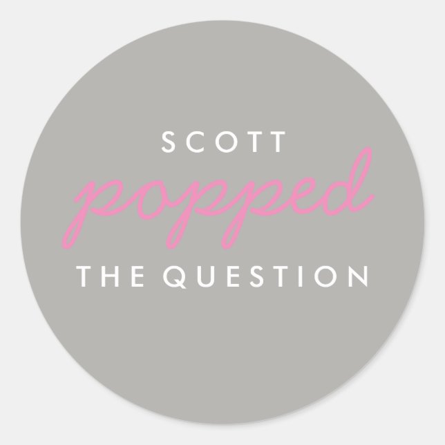 Popped the Question Popcorn Welcome Bag Sticker (Front)