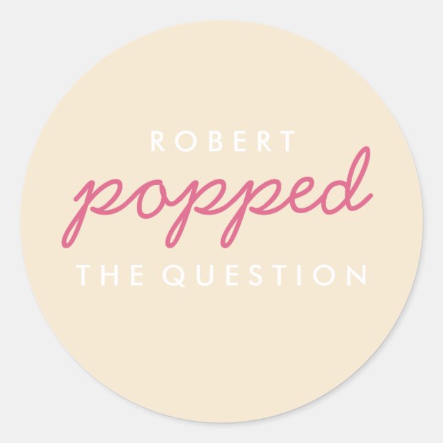 Popped the Question Popcorn Welcome Bag Sticker (Front)