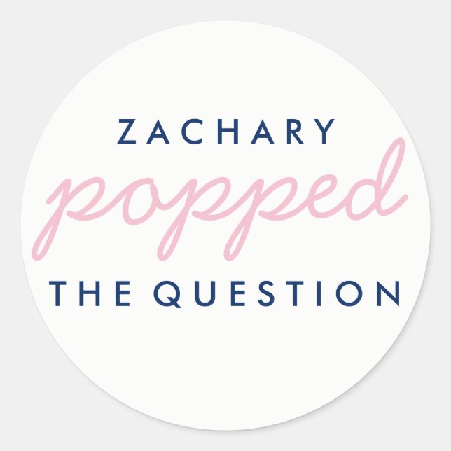 Popped the Question Popcorn Welcome Bag Sticker (Front)