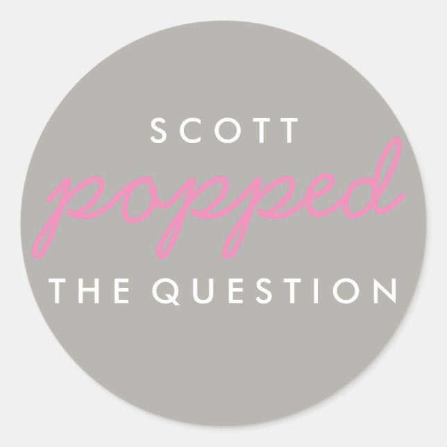 Popped the Question Popcorn Welcome Bag Sticker (Front)