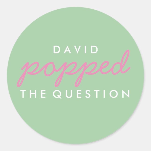 Popped the Question Popcorn Welcome Bag Sticker (Front)